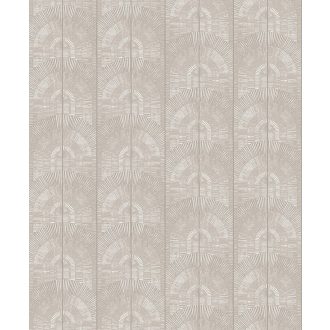   Elképesztő Art Deco stílusú geometrikus minta barna törtfehér bézs és világosbarna tónus finom fémes csillogás tapéta