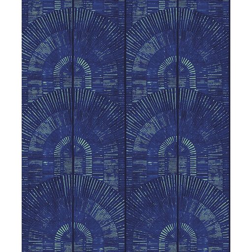 Elképesztő Art Deco stílusú geometrikus minta sarki kék fekete és zöldarany finom fémes csillogás tapéta