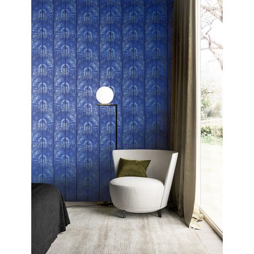 Elképesztő Art Deco stílusú geometrikus minta sarki kék fekete és zöldarany finom fémes csillogás tapéta