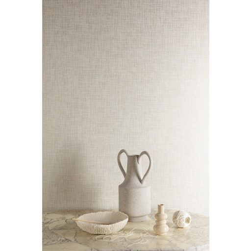 Természetes durva szövés hatású minta krémszürke és pezsgőszín tónus tapéta