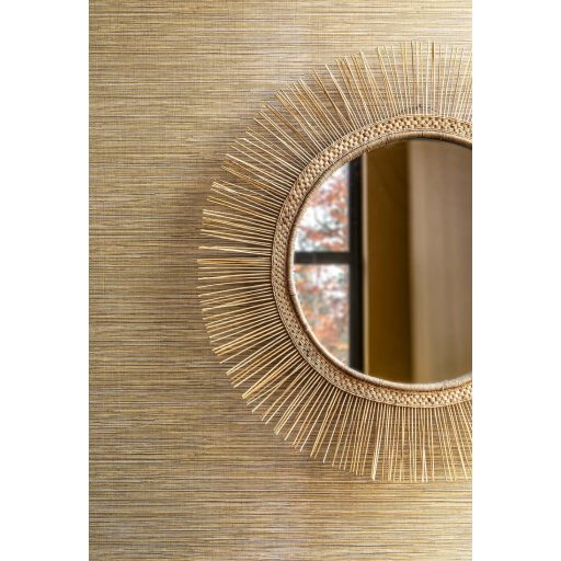 Naturalista nyers és szabálytalan fűszövet minta bézs barna és aranysárga tónus tapéta