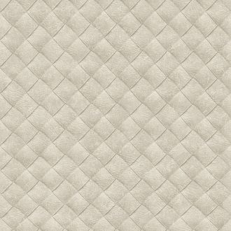   Patchwork bőrmintázat - egymást átfedő szőtt és varrott 3D "bőr"rombuszok szürkésfehér és szürke tónus tapéta