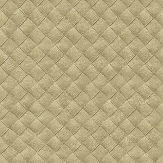   Patchwork bőrmintázat - egymást átfedő szőtt és varrott 3D "bőr"rombuszok bézs világosbarna és barna tónus tapéta