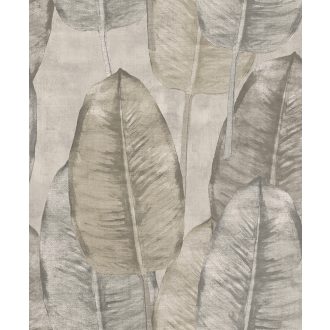   Szemet gyönyörködtető trópusi levelek bézs szürkésbézs szürke és barna tónus tapéta