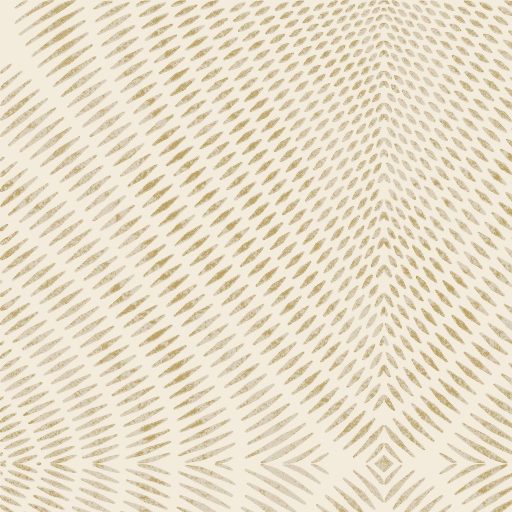 Rombuszokból épülő koncentrikus gyémántminta sugaras szerveződéssel törtfehér homokbézs és arany tónus fémes hatás tapéta