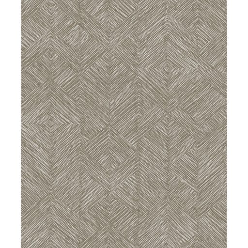 Szabálytalan vonalazással kialakított texturált geometriai design szürkésbézs barna és ezüstös-gyöngyház tónus fémes fény tapéta