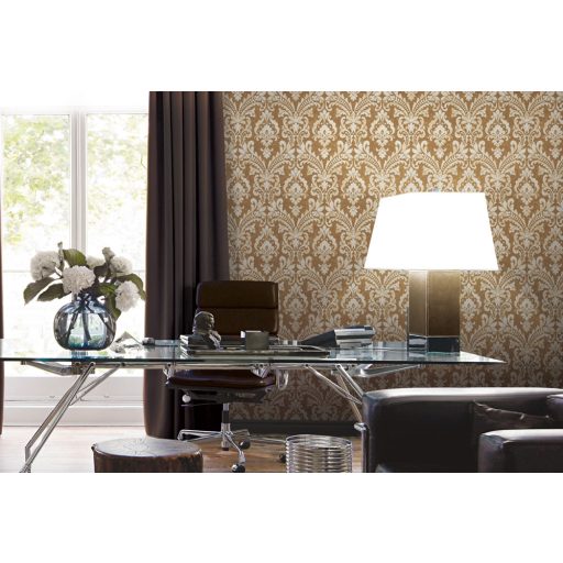 Fenséges barokk pátosszal átitatott modern elegancia bronz arany és krémfehér tónus tapéta