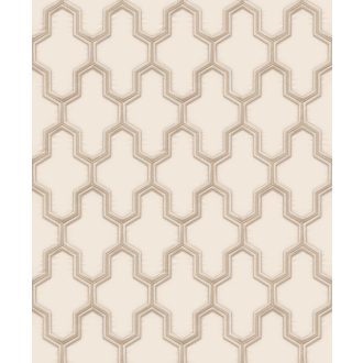   Kifinomult letisztult és kortárs geometrikus design világosbézs aranybarna és fehérezüst tónus fémes hatás tapéta
