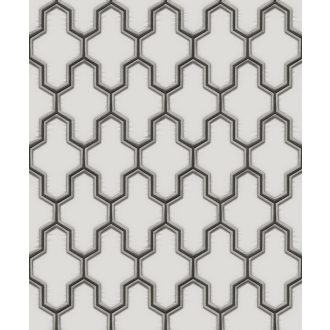   Kifinomult letisztult és kortárs geometrikus design szürkésfehér ezüstszürke és antracit tónus fémes hatás tapéta