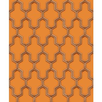   Kifinomult letisztult és kortárs geometrikus design narancs aranybarna és bézsarany tónus fémes hatás tapéta
