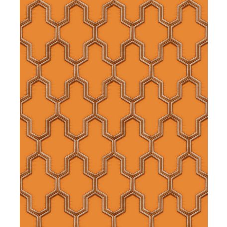 Kifinomult letisztult és kortárs geometrikus design narancs aranybarna és bézsarany tónus fémes hatás tapéta