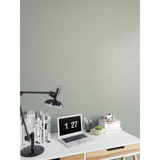 Rácsos mintázatú halszálkás szőtt design zsályazöld/szürkészöld tónus fénylő mintafelület tapéta