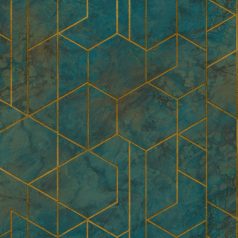   Grandeco Wanderlust WL2501 Grand Onyx Geometrikus természetes márvány nyomat gyöngyház felület zöldeskék barna arany tapéta