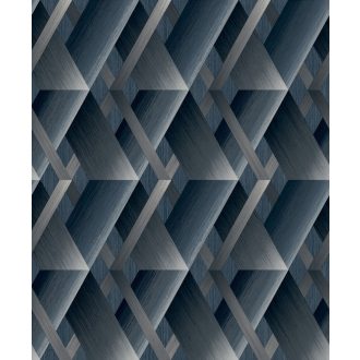   Grandeco Wanderlust WL2602 Rockwell Geometrikus háromdimenziós minta szálcsiszolt felület kék és szürke árnyalatok tapéta