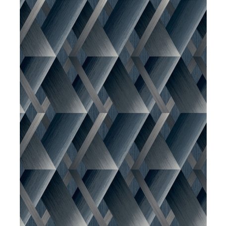 Grandeco Wanderlust WL2602 Rockwell Geometrikus háromdimenziós minta szálcsiszolt felület kék és szürke árnyalatok tapéta