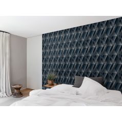   Grandeco Wanderlust WL2602 Rockwell Geometrikus háromdimenziós minta szálcsiszolt felület kék és szürke árnyalatok tapéta