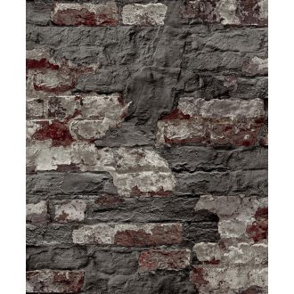   Grandeco Wanderlust WL3303 Patchy Brick Natur/Ipari design kopott habarcsos téglafal sötétszürke szürke fehér vörös tapéta