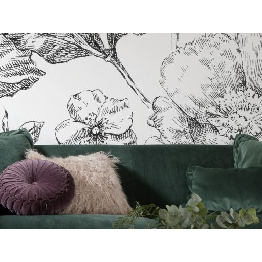 Légies és könnyed monokróm metszett virág ábrázolás fehér és fekete tónus falpanel/digitális nyomat