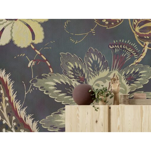 Holdfényszonáta a falon - extravagáns és művészi virágdekor sötétzöld lila sárga vörösesbarna és bézs tónusok falpanel/digitális nyomat