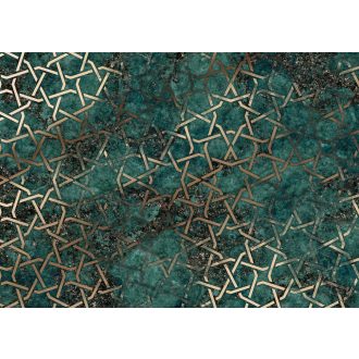   Modern grafikai műalkotás - Csillagfény smaragd beton háttéren smaragdzöld fekete és bézsarany arany tónusok falpanel digitális nyomat