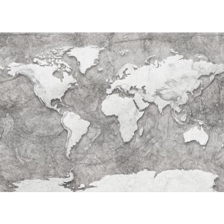 Egy pillantás a világ - Világtérkép beton megjelenésben szürke szürkésfehér és fehér tónusok falpanel/digitális nyomat
