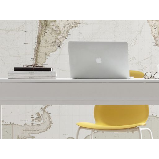 Több évtizedes retro megjelenésű világtérkép bézs barna szürke szürkésbarna tónusok falpanel/digitális nyomat