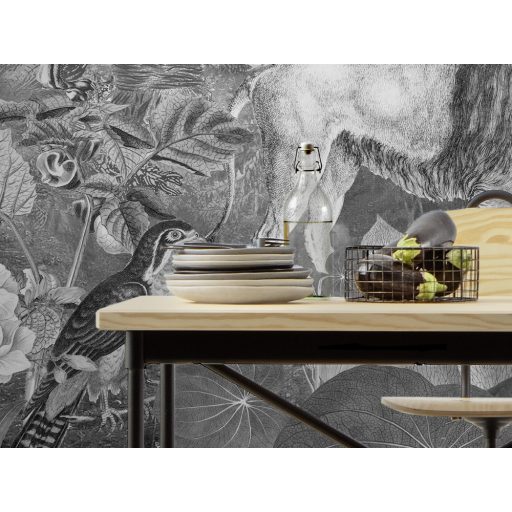 Csúcstalálkozó a dzsungel mélyén - Földünk legszebb állatai monokróm megjelenésben fehér szürke és fekete falpanel/digitális nyomat