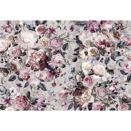 Az üzenet átjött - Pompásan rendezett változatos és színpompás virágdekor szürke rózsaszín lila mályva és zöld falpanel/difitális nyomat