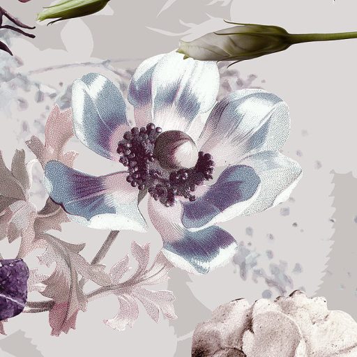 Az üzenet átjött - Pompásan rendezett változatos és színpompás virágdekor szürke rózsaszín lila mályva és zöld falpanel/difitális nyomat