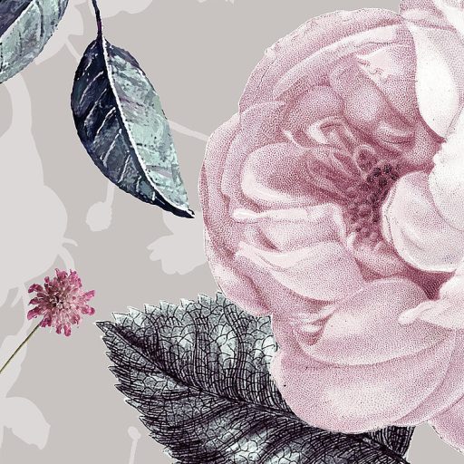 Az üzenet átjött - Pompásan rendezett változatos és színpompás virágdekor szürke rózsaszín lila mályva és zöld falpanel/difitális nyomat