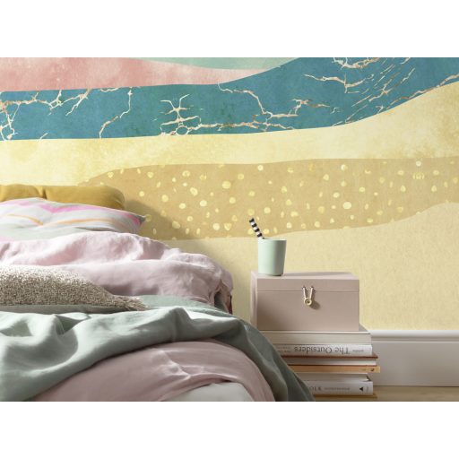 Elvont mégis könnyen beazonosítható - Hegyek folyók és a nap különös hangulata krém rózsaszín sárga sokszínű falpanel/digitális nyomat