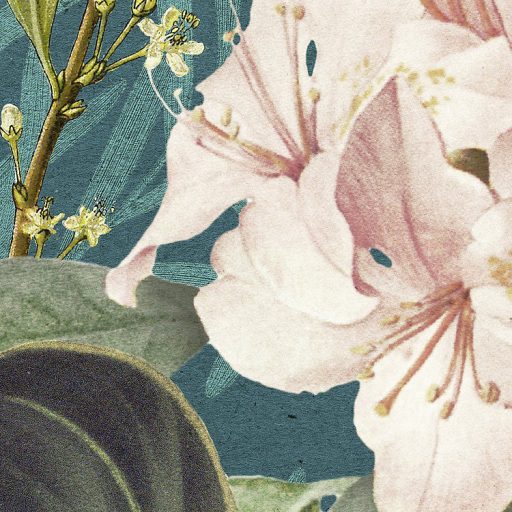 A botanika és a művészet csúcspontja - Elbűvölő levél és jácint design zöldeskék rózsaszín zöld barna és fekete falpanel/digitális nyomat