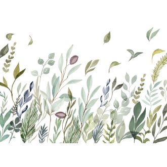   Friss tengeri szellőben ringatózó levelek virágok fehér zöld kék sokszínű tónus falpanel/digitális nyomat