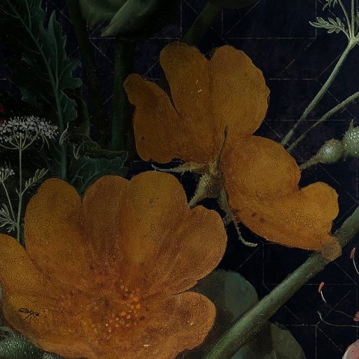 Lélegzetelállító romantikus virágcsokor kifinomult geometriai alapon színtenger falpanel/digitális nyomat